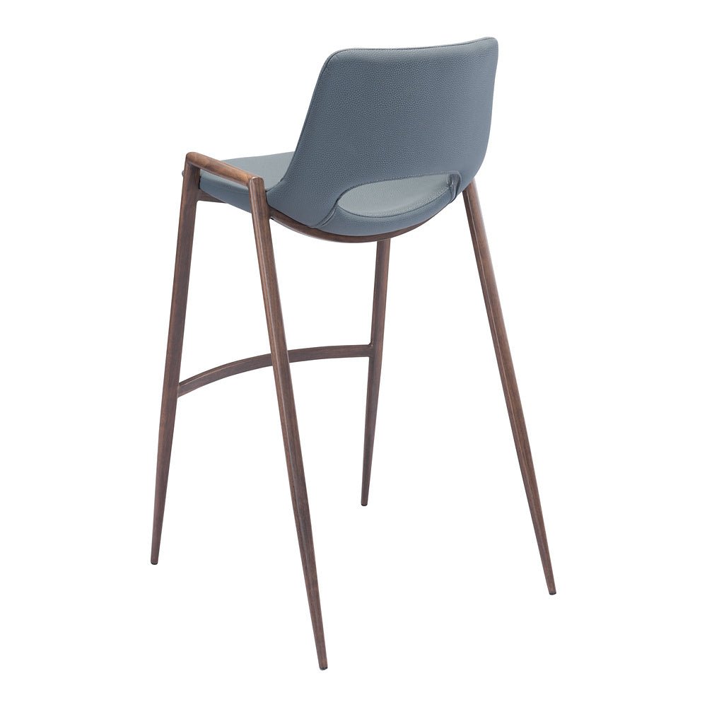 Banco Alto para Comedor de Empresa - ZUO DESI 53x55 101698 - Varios Colores - Asiento y Respaldo Tapizados en Piel Sintética - 101698 - Zuo - NOGAL BEAT - Banco Comercial