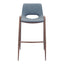 Banco Alto para Comedor de Empresa - ZUO DESI 53x55 101698 - Varios Colores - Asiento y Respaldo Tapizados en Piel Sintética - 101698 - Zuo - NOGAL BEAT - Banco Comercial