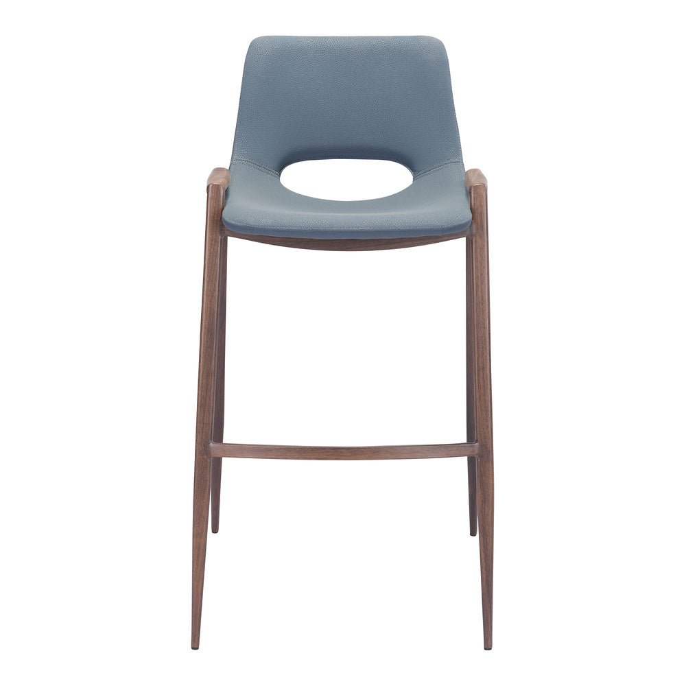 Banco Alto para Comedor de Empresa - ZUO DESI 53x55 101698 - Varios Colores - Asiento y Respaldo Tapizados en Piel Sintética - 101698 - Zuo - NOGAL BEAT - Banco Comercial