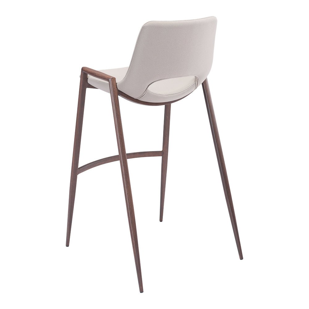 Banco Alto para Comedor de Empresa - ZUO DESI 53x55 101699 - Varios Colores - Asiento y Respaldo Tapizados en Piel Sintética - 101699 - Zuo - NOGAL BEAT - Banco Comercial