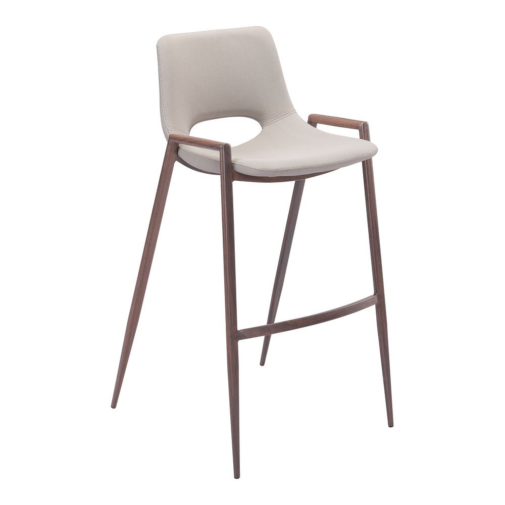 Banco Alto para Comedor de Empresa - ZUO DESI 53x55 101699 - Varios Colores - Asiento y Respaldo Tapizados en Piel Sintética - 101699 - Zuo - NOGAL BEAT - Banco Comercial