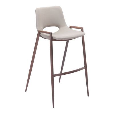 Banco Alto para Comedor de Empresa - ZUO DESI 53x55 101699 - Varios Colores - Asiento y Respaldo Tapizados en Piel Sintética - 101699 - Zuo - NOGAL BEAT - Banco Comercial