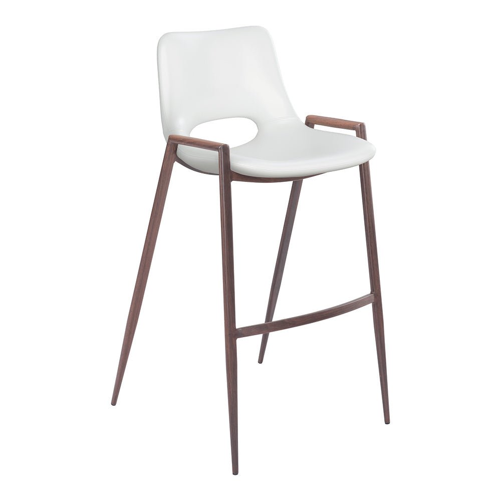 Banco Alto para Comedor de Empresa - ZUO DESI 53x55 109070 - Varios Colores - Asiento y Respaldo Tapizados en Piel Sintética - 109070 - Zuo - NOGAL BEAT - Banco Comercial
