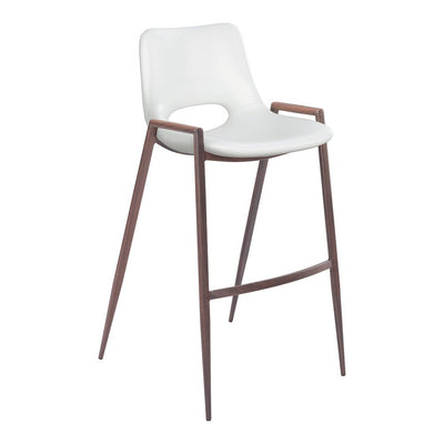 Banco Alto para Comedor de Empresa - ZUO DESI 53x55 109070 - Varios Colores - Asiento y Respaldo Tapizados en Piel Sintética - 109070 - Zuo - NOGAL BEAT - Banco Comercial