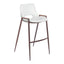 Banco Alto para Comedor de Empresa - ZUO DESI 53x55 109070 - Varios Colores - Asiento y Respaldo Tapizados en Piel Sintética - 109070 - Zuo - NOGAL BEAT - Banco Comercial