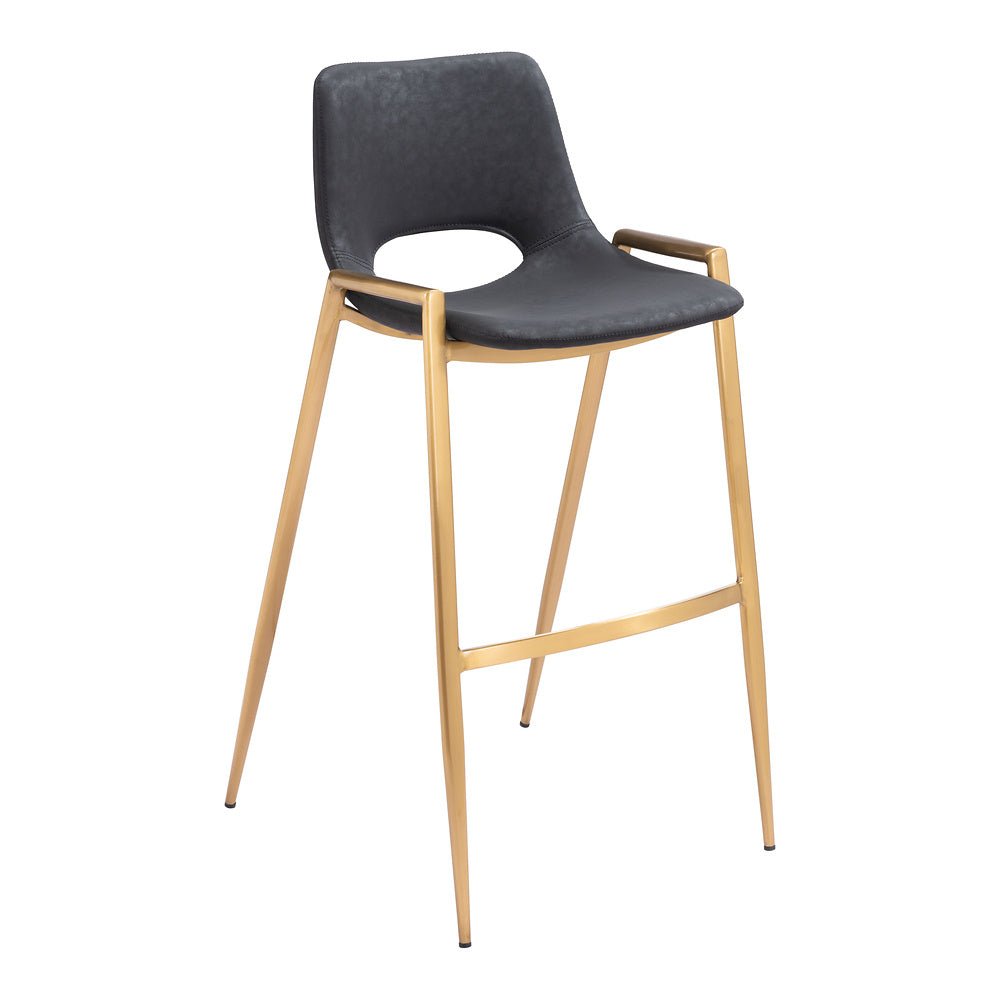 Banco Alto para Comedor de Empresa - ZUO DESI 53x55 109555 - Varios Colores - Asiento y Respaldo Tapizados en Piel Sintética - 109555 - Zuo - NOGAL BEAT - Banco Comercial