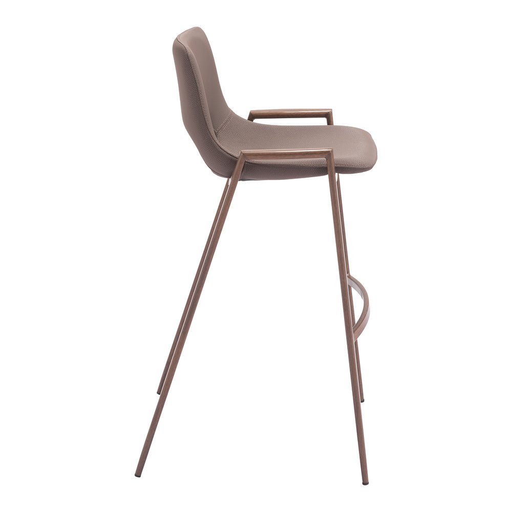 Banco Alto para Comedor de Empresa - ZUO DESI 53x55 109734 - Varios Colores - Asiento y Respaldo Tapizados en Piel Sintética - 109734 - Zuo - NOGAL BEAT - Banco Comercial