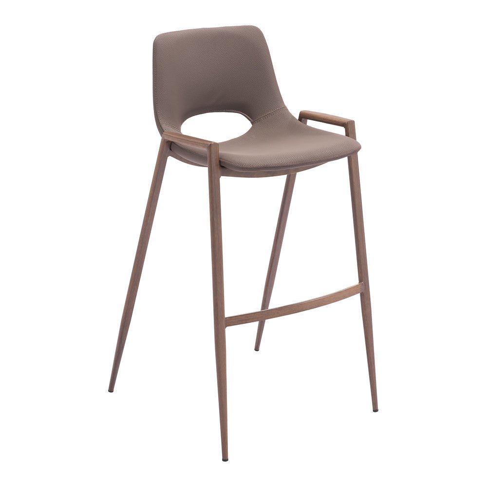 Banco Alto para Comedor de Empresa - ZUO DESI 53x55 109734 - Varios Colores - Asiento y Respaldo Tapizados en Piel Sintética - 109734 - Zuo - NOGAL BEAT - Banco Comercial