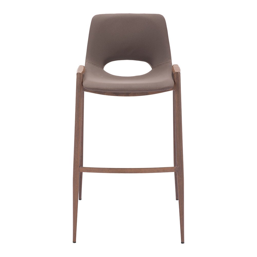Banco Alto para Comedor de Empresa - ZUO DESI 53x55 109734 - Varios Colores - Asiento y Respaldo Tapizados en Piel Sintética - 109734 - Zuo - NOGAL BEAT - Banco Comercial