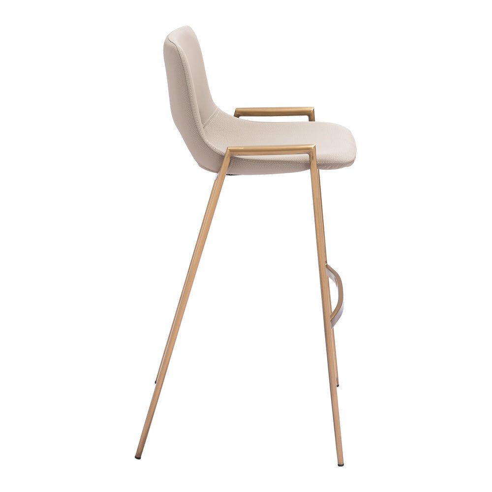 Banco Alto para Comedor de Empresa - ZUO DESI 53x55 109735 - Varios Colores - Asiento y Respaldo Tapizados en Piel Sintética - 109735 - Zuo - NOGAL BEAT - Banco Comercial