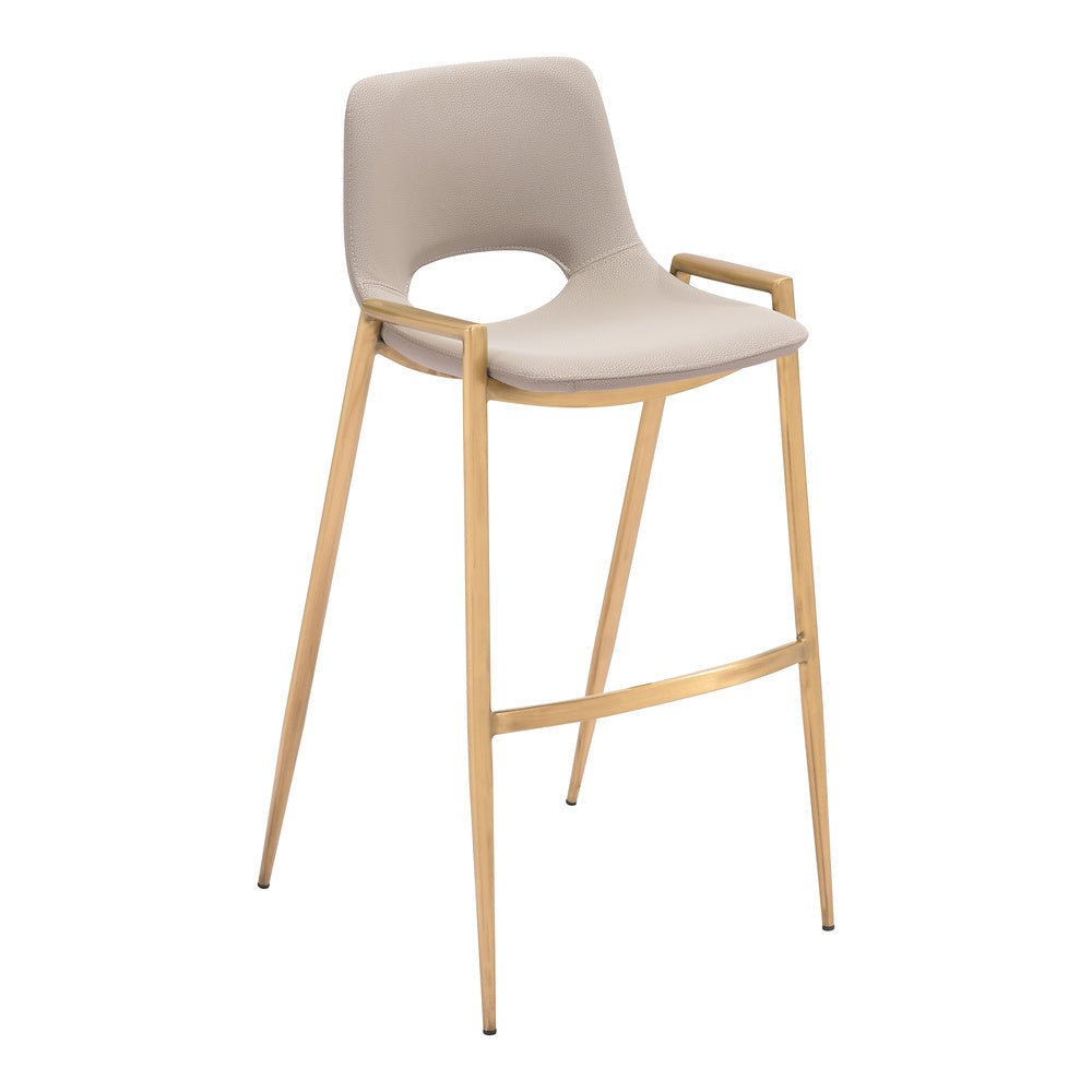 Banco Alto para Comedor de Empresa - ZUO DESI 53x55 109735 - Varios Colores - Asiento y Respaldo Tapizados en Piel Sintética - 109735 - Zuo - NOGAL BEAT - Banco Comercial