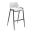 Banco Alto para Comedor de Empresa - ZUO DESI - Blanco - Asiento y Respaldo Tapizados en Piel Sintética - 109541 - Zuo - NOGAL BEAT - Banco Comercial