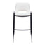 Banco Alto para Comedor de Empresa - ZUO DESI - Blanco - Asiento y Respaldo Tapizados en Piel Sintética - 109541 - Zuo - NOGAL BEAT - Banco Comercial