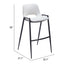 Banco Alto para Comedor de Empresa - ZUO DESI - Blanco - Asiento y Respaldo Tapizados en Piel Sintética - 109541 - Zuo - NOGAL BEAT - Banco Comercial