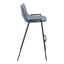 Banco Alto para Comedor de Empresa - ZUO DESI - Gris Azulado - Asiento y Respaldo Tapizados en Piel Sintética - 109542 - Zuo - NOGAL BEAT - Banco Comercial