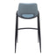 Banco Alto para Comedor de Empresa - ZUO DESI - Gris Azulado - Asiento y Respaldo Tapizados en Piel Sintética - 109542 - Zuo - NOGAL BEAT - Banco Comercial