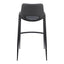 Banco Alto para Comedor de Empresa - ZUO DESI - Negro - Asiento y Respaldo Tapizados en Piel Sintética - 109540 - Zuo - NOGAL BEAT - Banco Comercial