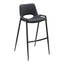Banco Alto para Comedor de Empresa - ZUO DESI - Negro - Asiento y Respaldo Tapizados en Piel Sintética - 109540 - Zuo - NOGAL BEAT - Banco Comercial