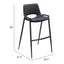 Banco Alto para Comedor de Empresa - ZUO DESI - Negro - Asiento y Respaldo Tapizados en Piel Sintética - 109540 - Zuo - NOGAL BEAT - Banco Comercial