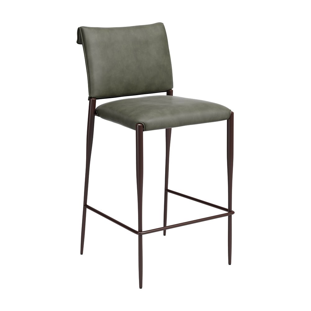 Banco Alto para Comedor de Empresa - ZUO FREESIA - Varios Colores - Asiento y Respaldo Tapizados en Piel Sintética - 111152 - Zuo - NOGAL BEAT - Banco Comercial