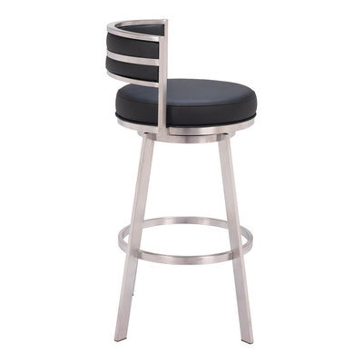 Banco Alto para Comedor de Empresa - ZUO GIMSBY - Negro - Asiento y Respaldo Tapizados en Piel Sintética - 110044 - Zuo - NOGAL BEAT - Banco Comercial