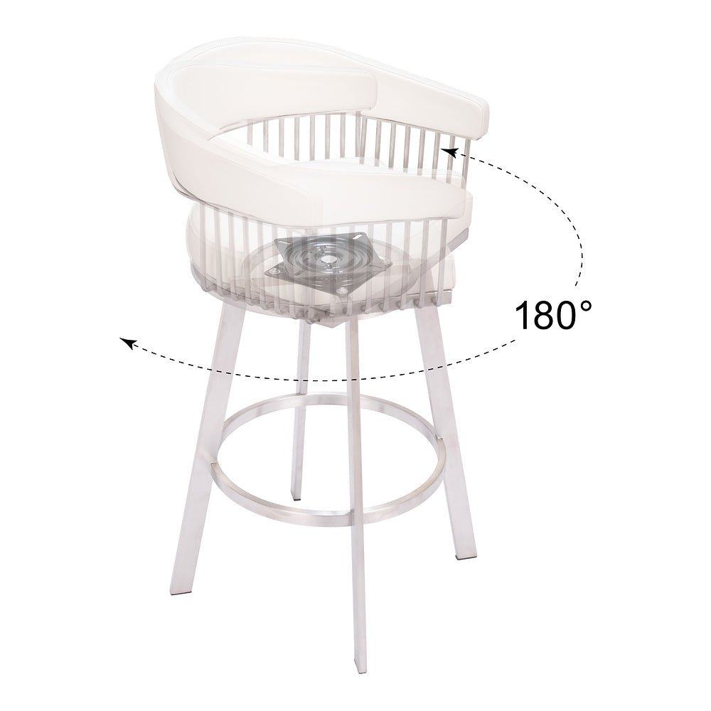 Banco Alto para Pub - ZUO BANTRY - Blanco - Asiento y Respaldo Tapizados en Piel Sintética - 110046 - Zuo - NOGAL BEAT - Banco Comercial