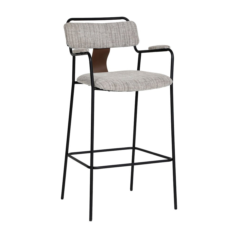 Banco Alto para Pub - ZUO COUVA - Gris Tweed - Asiento y Respaldo Tapizados en Piel Sintética - 110937 - Zuo - NOGAL BEAT - Banco Comercial