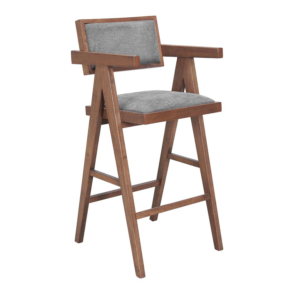Banco Alto para Pub - ZUO DELHI - Varios Colores - Asiento y Respaldo Tapizados en Lino Sintético - 110494 - Zuo - NOGAL BEAT - Banco Comercial