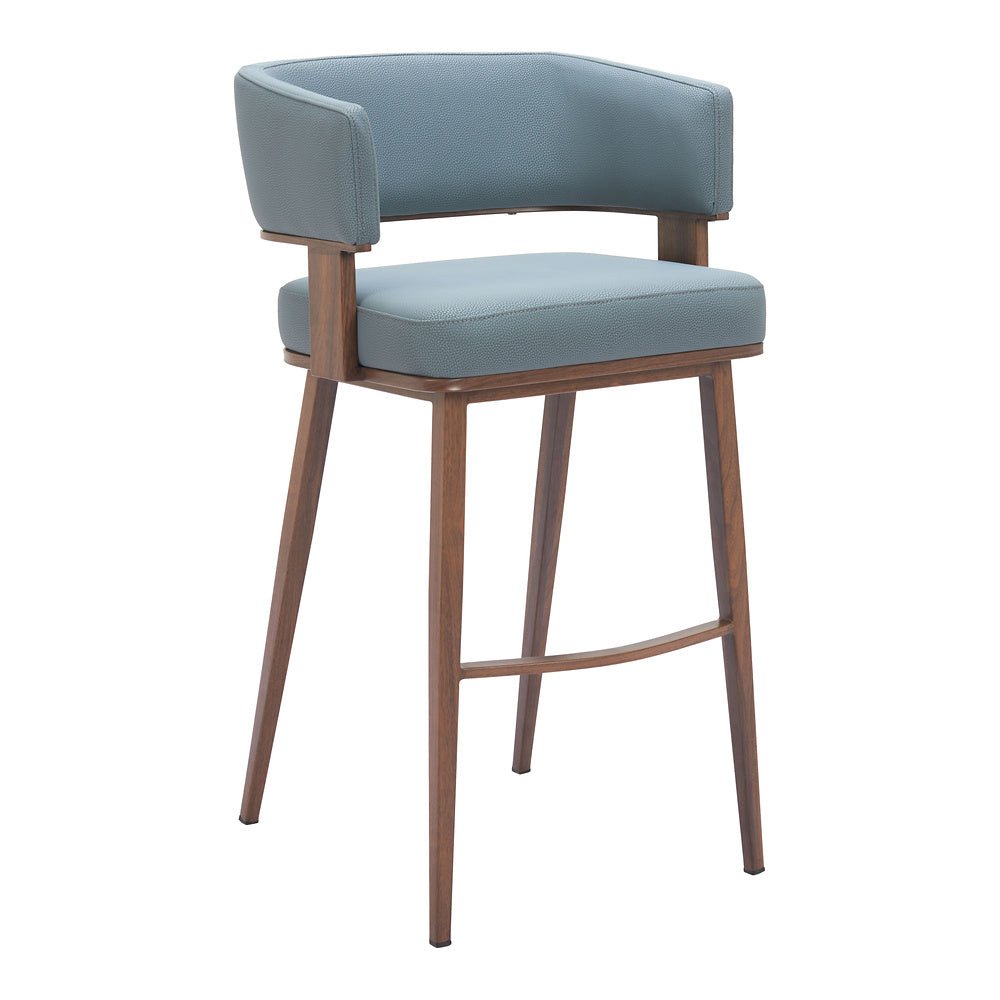 Banco Alto para Pub - ZUO POISE - Varios Colores - Asiento y Respaldo Tapizados en Piel Sintética - 110329 - Zuo - NOGAL BEAT - Banco Comercial