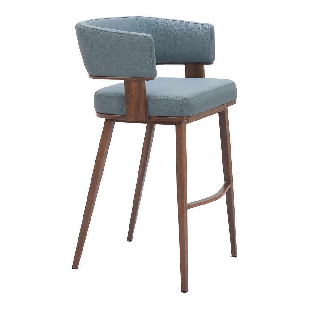 Banco Alto para Pub - ZUO POISE - Varios Colores - Asiento y Respaldo Tapizados en Piel Sintética - 110329 - Zuo - NOGAL BEAT - Banco Comercial