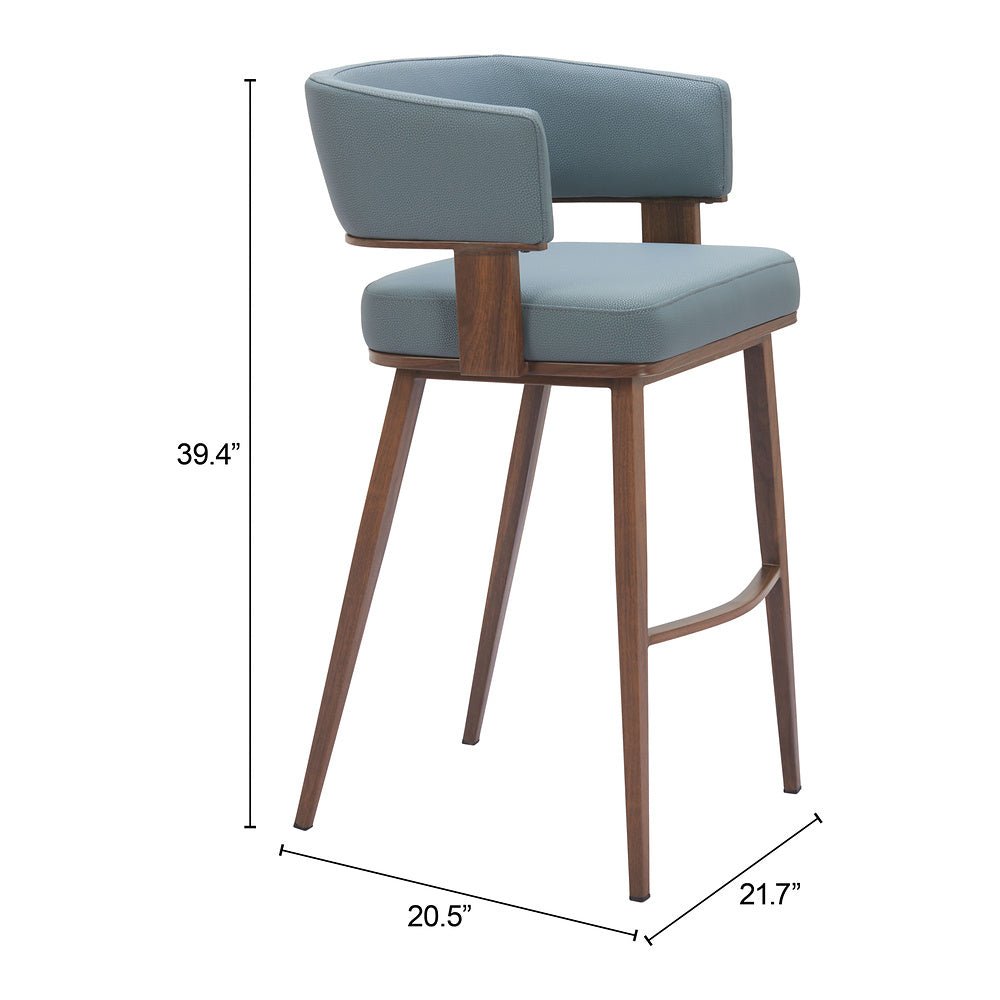 Banco Alto para Pub - ZUO POISE - Varios Colores - Asiento y Respaldo Tapizados en Piel Sintética - 110329 - Zuo - NOGAL BEAT - Banco Comercial