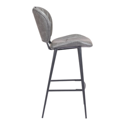 Banco Alto para Pub - ZUO TERRENCE - Vintage Gris - Asiento y Respaldo Tapizados en Piel Sintética - 109340 - Zuo - NOGAL BEAT - Banco Comercial