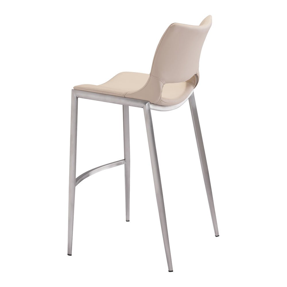Banco Alto para Restaurante - ZUO ACE 53x55 101285 - Varios Colores - Asiento y Respaldo Tapizados en Piel Sintética - 101285 - Zuo - NOGAL BEAT - Banco Comercial