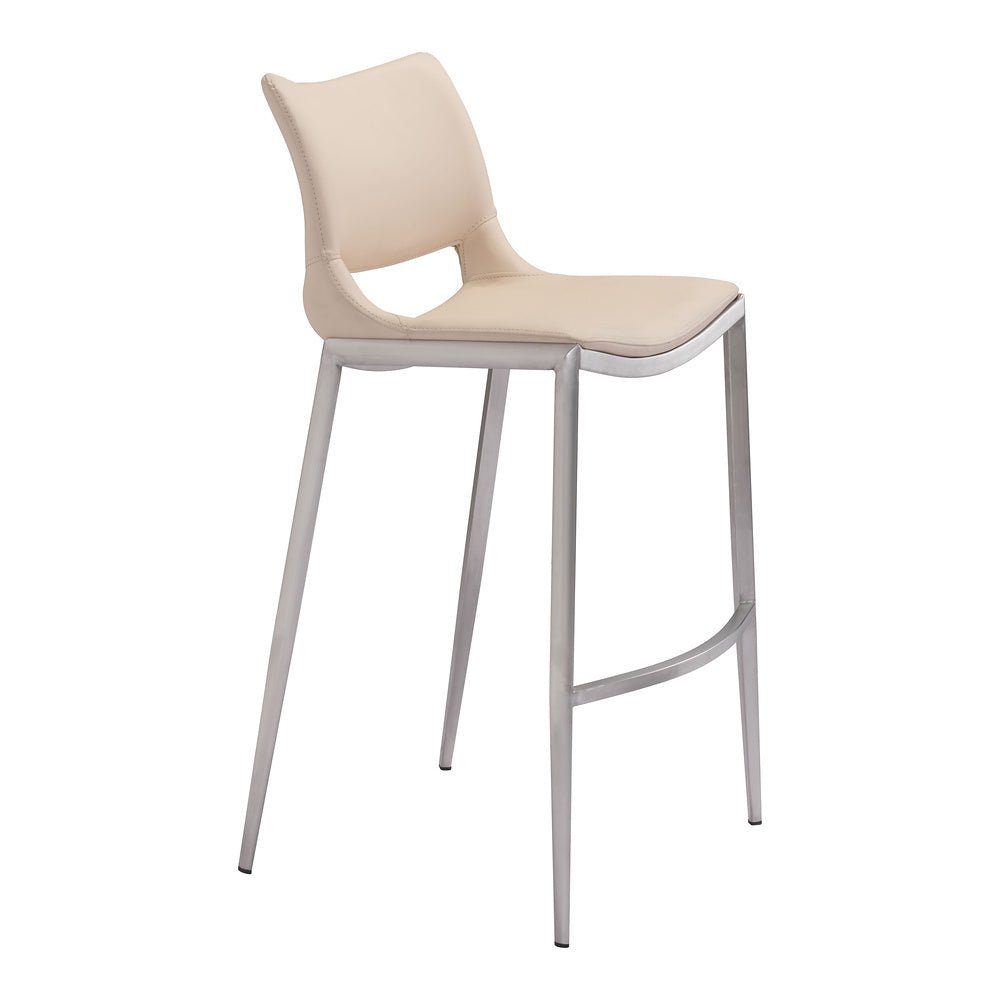 Banco Alto para Restaurante - ZUO ACE 53x55 101285 - Varios Colores - Asiento y Respaldo Tapizados en Piel Sintética - 101285 - Zuo - NOGAL BEAT - Banco Comercial
