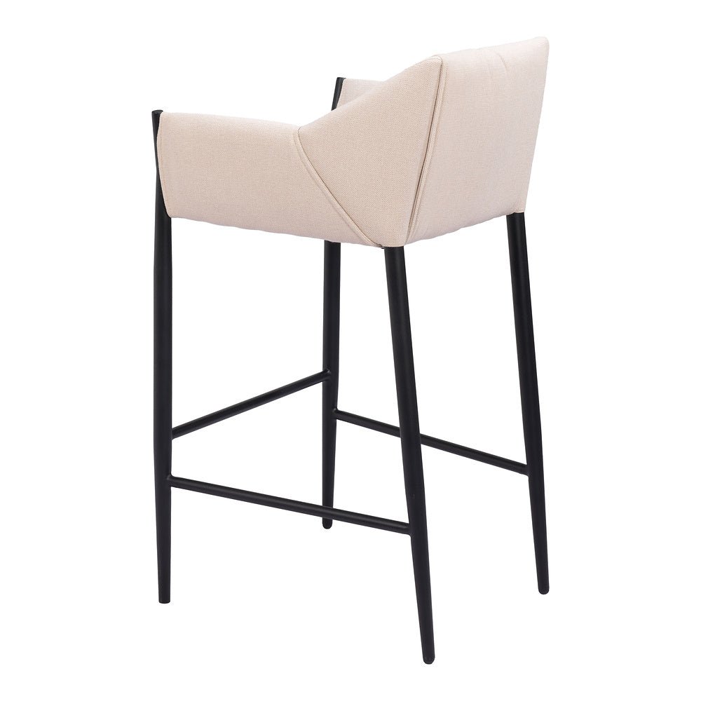 Banco Alto para Restaurante - ZUO ANDOVER - Beige - Asiento y Respaldo Tapizados - 110170 - Zuo - NOGAL BEAT - Banco Comercial