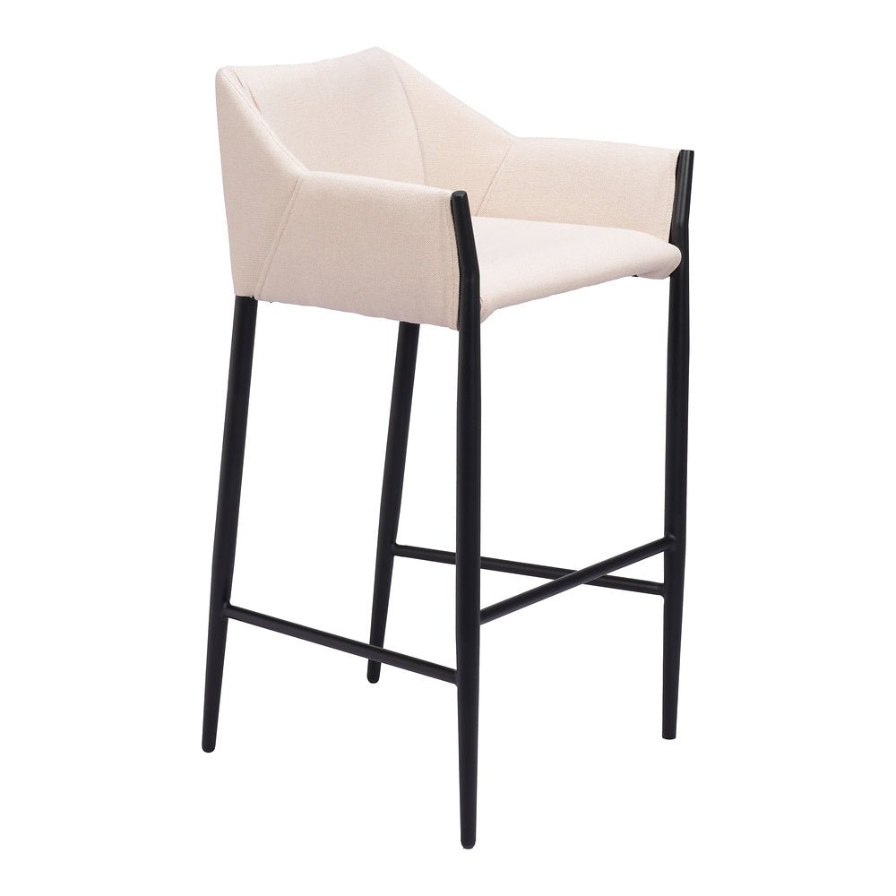 Banco Alto para Restaurante - ZUO ANDOVER - Beige - Asiento y Respaldo Tapizados - 110170 - Zuo - NOGAL BEAT - Banco Comercial