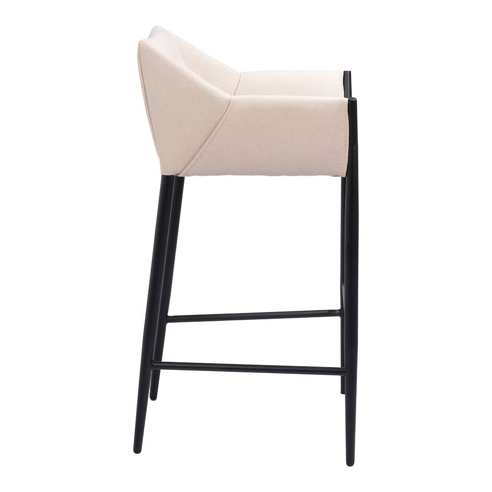 Banco Alto para Restaurante - ZUO ANDOVER - Beige - Asiento y Respaldo Tapizados - 110170 - Zuo - NOGAL BEAT - Banco Comercial