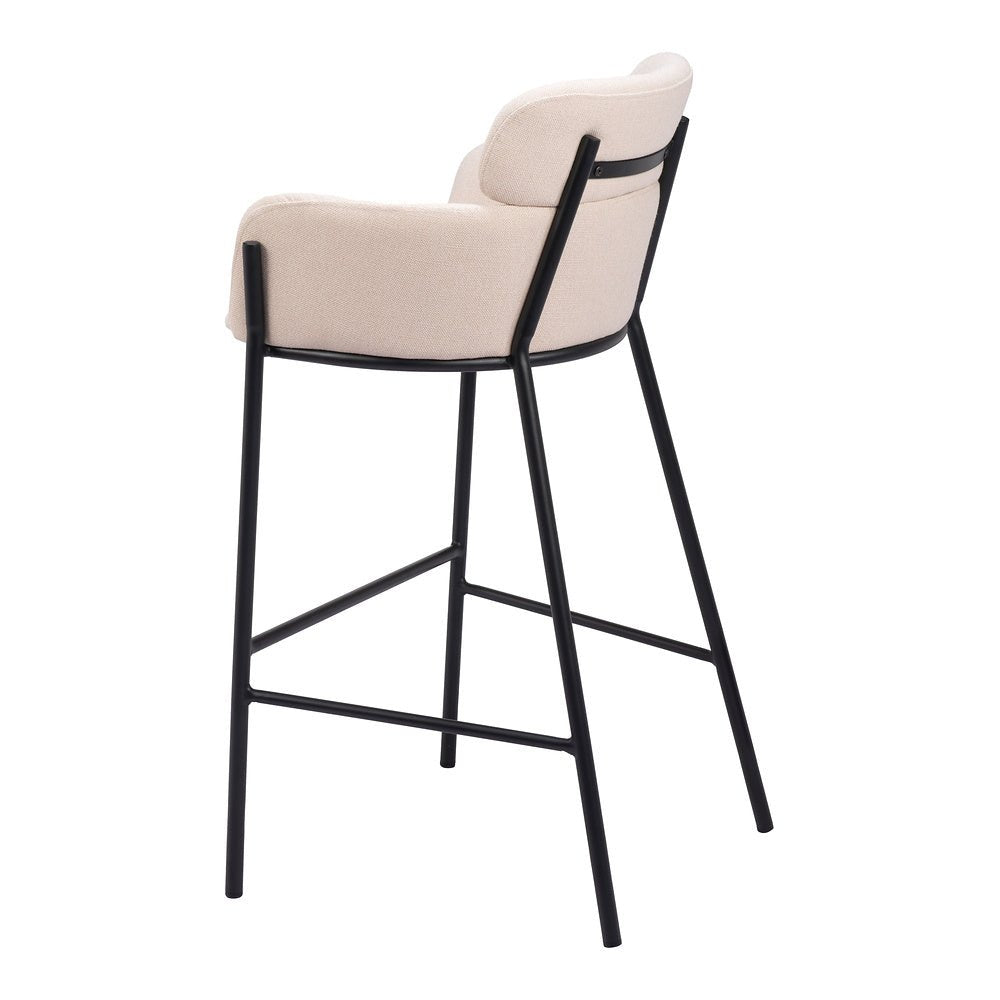 Banco Alto para Restaurante - ZUO BREMOR - Beige - Asiento y Respaldo Tapizados - 110174 - Zuo - NOGAL BEAT - Banco Comercial