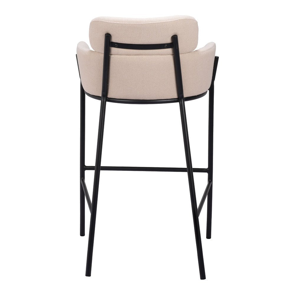 Banco Alto para Restaurante - ZUO BREMOR - Beige - Asiento y Respaldo Tapizados - 110174 - Zuo - NOGAL BEAT - Banco Comercial
