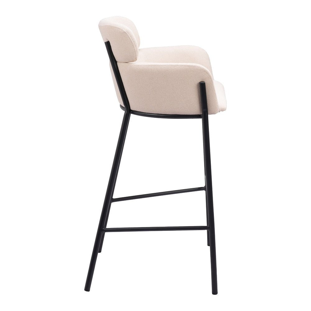 Banco Alto para Restaurante - ZUO BREMOR - Beige - Asiento y Respaldo Tapizados - 110174 - Zuo - NOGAL BEAT - Banco Comercial