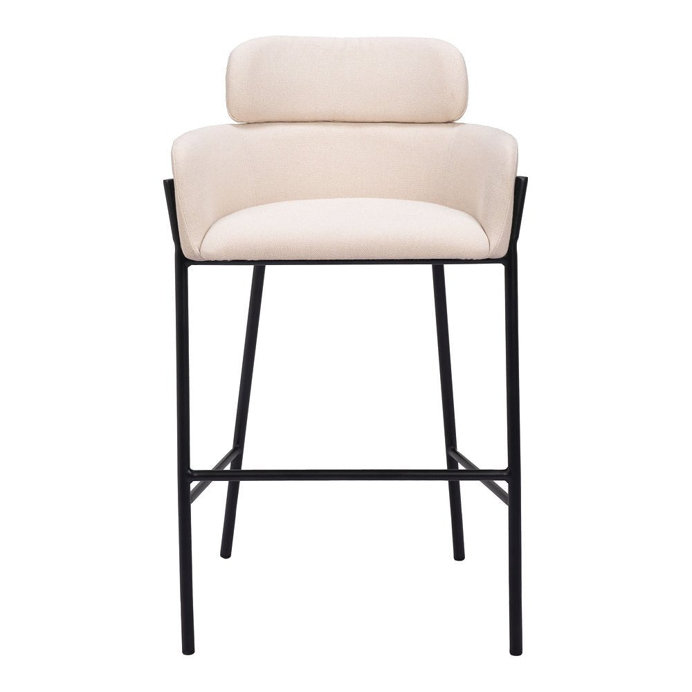 Banco Alto para Restaurante - ZUO BREMOR - Beige - Asiento y Respaldo Tapizados - 110174 - Zuo - NOGAL BEAT - Banco Comercial