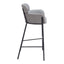 Banco Alto para Restaurante - ZUO BREMOR - Gris Pizarra - Asiento y Respaldo Tapizados en Lino Sintético - 110173 - Zuo - NOGAL BEAT - Banco Comercial