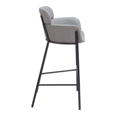 Banco Alto para Restaurante - ZUO BREMOR - Gris Pizarra - Asiento y Respaldo Tapizados en Lino Sintético - 110173 - Zuo - NOGAL BEAT - Banco Comercial
