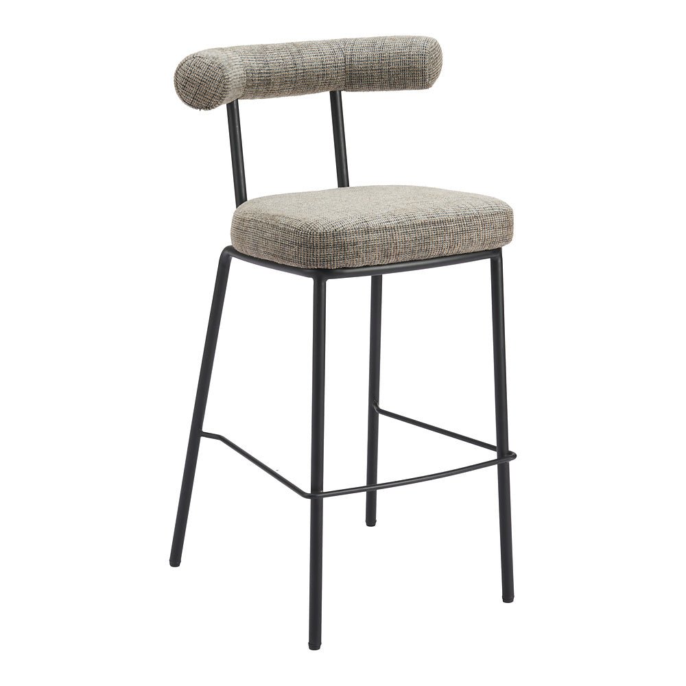 Banco Alto para Restaurante - ZUO KEDE - Verde Tweed - Asiento y Respaldo Tapizados - 110100 - Zuo - NOGAL BEAT - Banco Comercial
