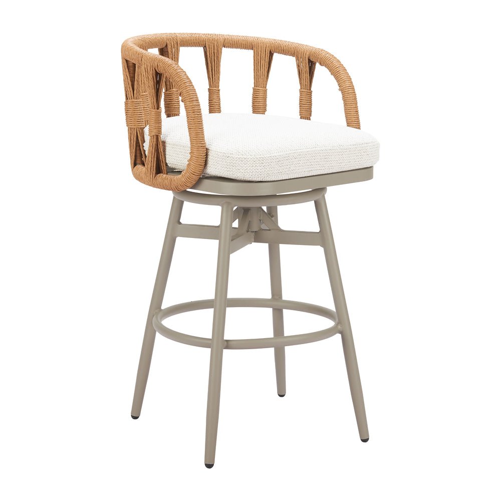 Banco Alto para Terraza y Bar de Alberca - ZUO SAFAL - Multicolor - Asiento y Respaldo Tapizados con Tela para Exterior - 704143 - Zuo - NOGAL BEAT - Banco de Terraza