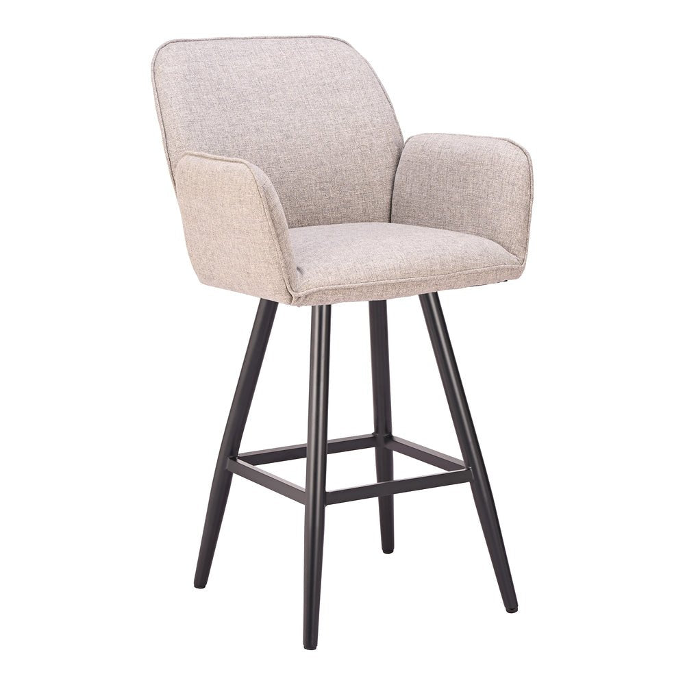 Banco Alto para Terraza y Club de Playa - ZUO SIEVE - Beige - Asiento y Respaldo Tapizados con Tela para Exterior - 704214 - Zuo - NOGAL BEAT - Banco de Terraza