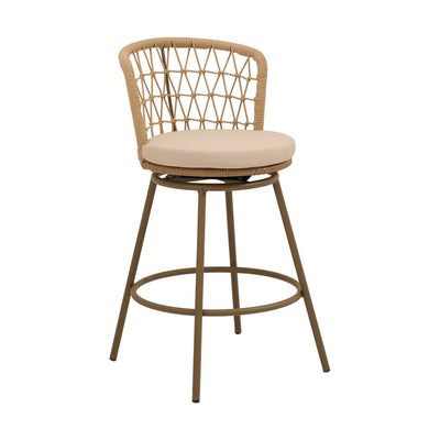 Banco Alto para Terraza y Roof Garden - ZUO ISLAMORADA - Café - Asiento y Respaldo Tapizados con Tela para Exterior - 704316 - Zuo - NOGAL BEAT - Banco de Terraza