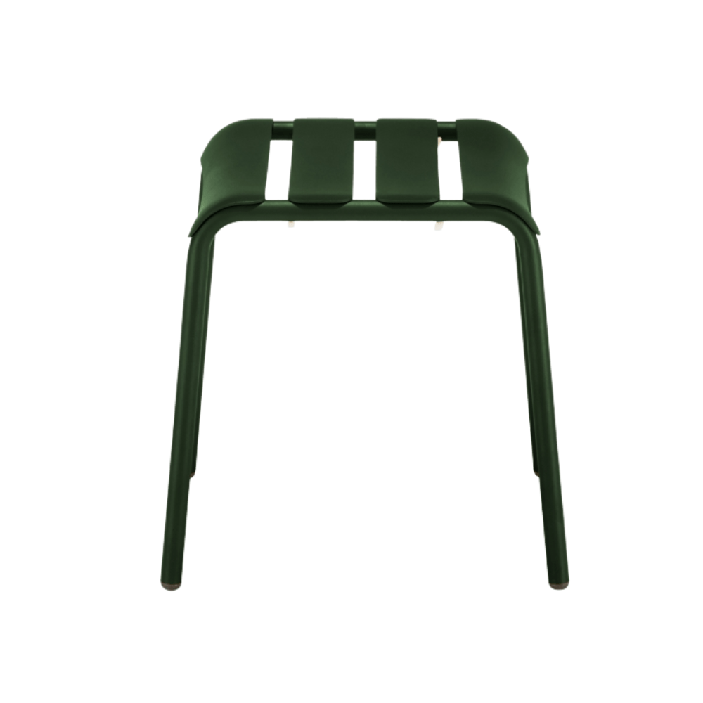 Banco bajo Colos Stecca 7 sin respaldo de estructura de aluminio tubular y solera de aluminio para exterior