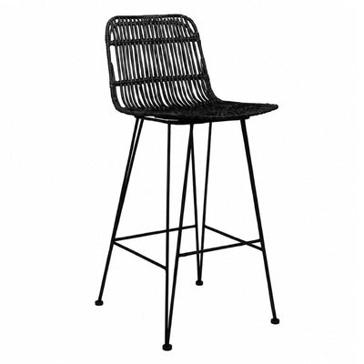 Banco Barra para Interior - NOGAL BEAT SAVERO - Negro - Hierro y Rattan - BANCO BAR SAVERO 66-100 Negro - CAMCO - NOGAL BEAT - Banco Comercial
