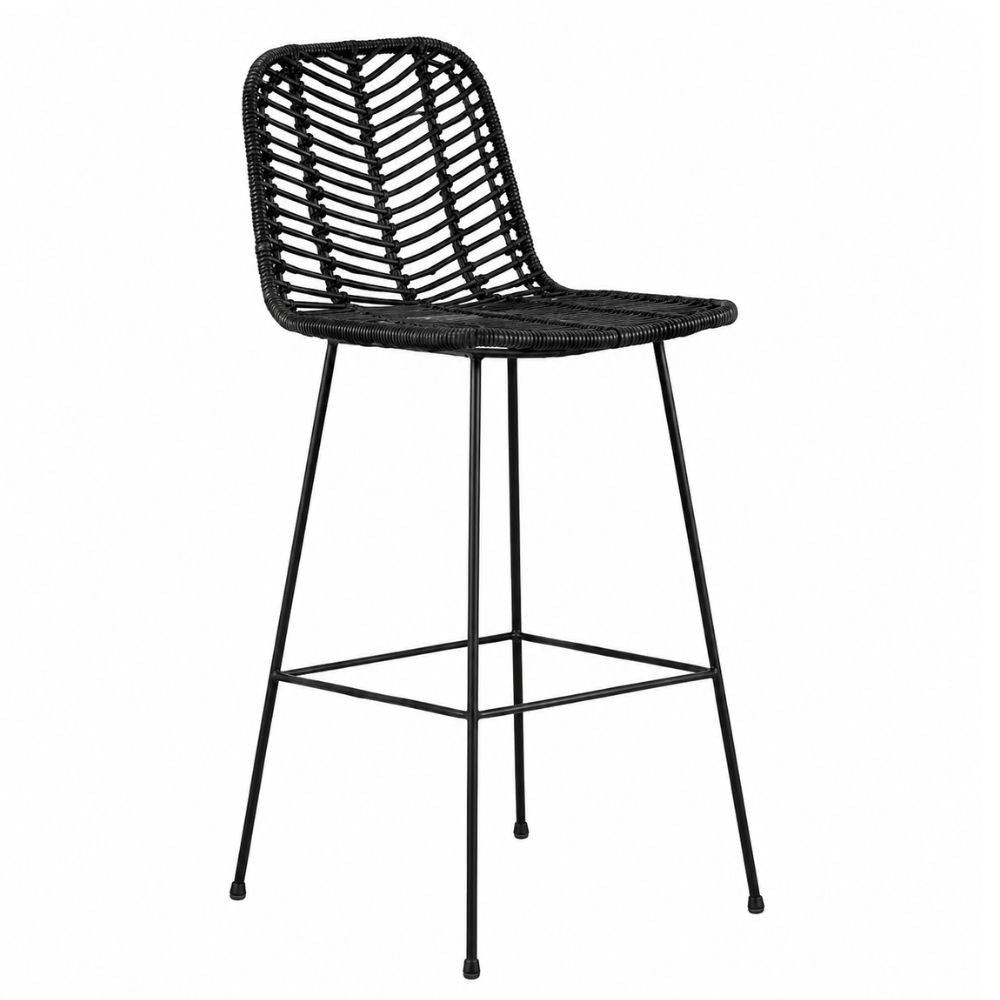 Banco Barra para Interior - NOGAL BEAT SIAM - Varios Colores - Hierro y Rattan - BANCO BARRA SIAM 68-100 Negro - CAMCO - NOGAL BEAT - Banco Comercial